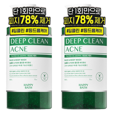 해피바스 딥클린 티트리 아크네 등드름 케어 올인원 대용량 바디워시 아로마틱 우디 향, 900g, 2개