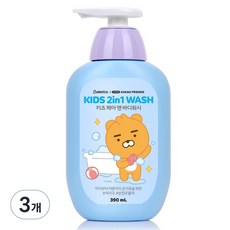 베비언스 리틀카카오프렌즈 키즈 헤어 앤 바디워시 블루, 390ml, 3개