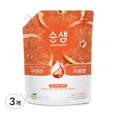 순샘 구연산 자몽 주방세제 리필, 1.4L, 3개