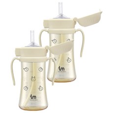 토비앤몰리 여아용 PPSU 돗바니 원터치락 빨대컵 280ml, 2개, 돗바니 바닐라