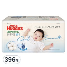 하기스 2024 네이처메이드 퓨어코튼 썸머 밴드형 기저귀 남여공용 소형(4~8kg), 2단계, 396매