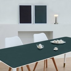 어나더 양면 가죽 방수 식탁보 모서리라운딩5mm, 블랙 + 그린, 60 x 60 cm, 1개