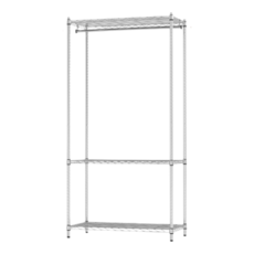 KI WISH 居家生活 三層衣櫥架 銀色 90x46x180cm 無布套 開放式衣櫃 多層收納, 90 x 46 x 180cm