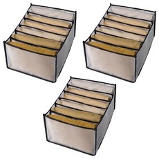 加大款抽屜式衣物褲襪收納袋, 6格衣褲, 透明分隔, 可水洗, 顏色隨機, 3個, 25 x 32 x 17cm