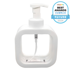 코어무역 투명 사각 대용량 디스펜서 거품형 500ml, 화이트, 1개 화이트, 1개
