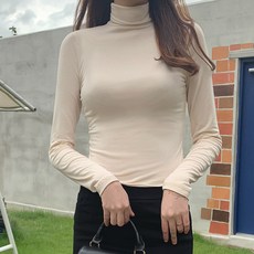 오키진 여성용 데일리 쫀쫀 폴라넥 티셔츠