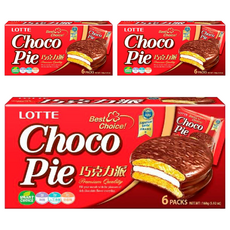 LOTTE 樂天巧克力派 Set 6顆, 蛋糕體扎實柔軟，口感豐富，內層夾入美味棉花糖，外層裹上香濃巧克力, 168g, 3盒