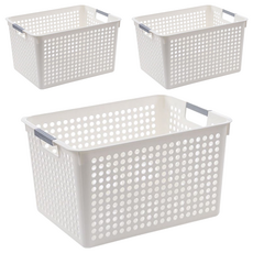 多功能收納籃 Set, 26.5 x 17.5 x 14cm, 白色, 3個