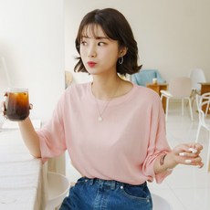 빼빼 여성용 레이온 R 니트 5부 티셔츠