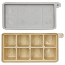 PUKU 藍色企鵝 鉑金矽膠附蓋副食品分裝盒 8格, 耐熱200°C 冰箱冷凍/微波烘烤, 280ml, 司康, 1個