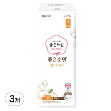 좋은느낌 좋은순면 데일리 팬티라이너, 롱, 69개입, 3개