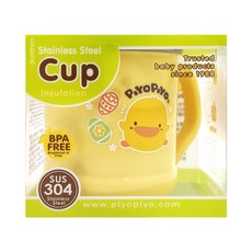 PiYOPiYO 黃色小鴨 不鏽鋼杯, 220ml, SUS304不鏽鋼材質, 無塑化劑不含雙酚A, 耐高溫, 黃色, 1個