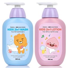 베비언스 리틀카카오프렌즈 키즈 헤어 앤 바디워시 블루 390ml + 베비언스 리틀카카오프렌즈 키즈 페이스 앤 바디로션 390ml, 1세트