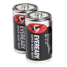 EVEREADY 永備 碳鋅黑金鋼2號電池，1.5V超重型碳鋅電池，適用於多種設備，2個裝1組, 2個裝, 1組