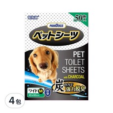 PAMDOGS 幫狗適 寵物竹炭尿布, 厚型, 45x60cm, 50枚, M 60 x 45cm, 50片, 4包