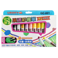 LIBERTY 利百代 果漾彩繪筆 12色組, 好畫、洗得掉，學齡前小朋友適用, 12色, 1盒