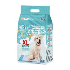 寵物尿布墊, 柔軟細膩 瞬間吸水, 底部防漏, S M L XL, XL(60 x 90cm), 25片, 1包