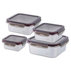 cook power 鍋寶 可微波316不鏽鋼保鮮盒四入組 Set, 1組, 400ml + 850ml + 1500ml + 2500ml, 4個