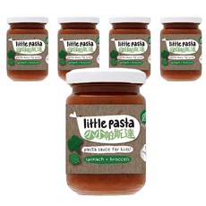 little pasta 小小帕斯達 花椰菜佐菠菜醬, 專為寶寶設計, 9個月以上適用, 不含麩質, 不添加鹽及糖, 優質蔬果食材, 9個月以上, 130g, 5罐