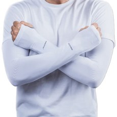 NAMATETSU 生鐵 男款 手掌無顆粒設計防曬冰涼袖套, 白色, 1雙