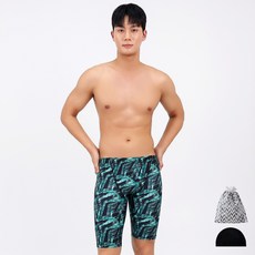 AQUATICA 男款及膝泳褲+彈性泳帽+收納袋組