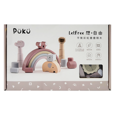 PUKU 藍色企鵝 LetFree想自由 平衡彩虹疊疊積木 3歲以上, 彩虹, 1盒