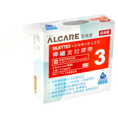 ALCARE 愛樂康 宜拉膠帶, 3號 Silkytex 伸縮性繃帶, 2.5cm x 5m 白色, 1個