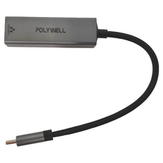 POLYWELL 寶利威爾 Type-C 千兆網路轉接器 筆電&桌上型電腦適用 60.5 x 18.7 x 13.5mm, PW15-T02-A046, 1個