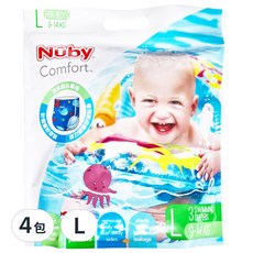 Nuby 游泳尿布 男, L (9~14kg), 4包