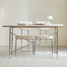 웰퍼니쳐 드뮤어 자작엣지 LPM 테이블 + 의자2P 1400 방문설치, 테이블(화이트+실버), 의자(그레이), 일반의자 2