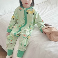 愛北鼻 夏季無痕短袖防踢被, 親膚透氣, 卡通圖案, 寶寶防踢被, 1入, 綠色, 110碼