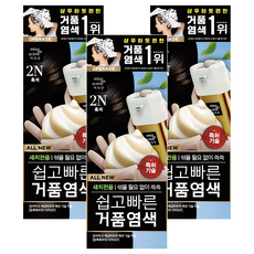 미쟝센 쉽고 빠른 거품 염색 새치전용, 2N흑색, 3개