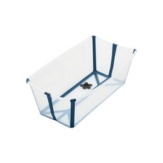 STOKKE Flexi Bath折疊式浴盆 透明藍邊, 輕巧便攜，安全防滑寶寶浴盆, 1組