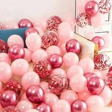 팡파티 파티풍선 + 공기주입기, 트리플 핑크, 50개