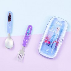 릴팡 겨울왕국2 스푼 포크 케이스 세트, 혼합 색상, 1세트
