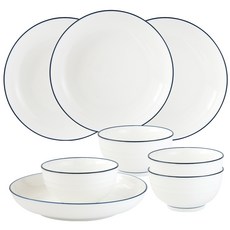 JUST HOME 里尼陶瓷餐具組 8件, 陶瓷碗11.5cm, 7吋深盤, 4.5吋飯碗4個 + 8吋深盤4個, 混色, 1組