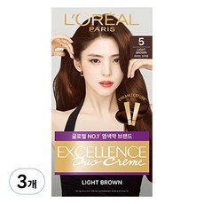 로레알파리 NEW 엑셀랑스 듀오크림, 5호 라이트 브라운, 3개 5 자연갈색, 3개