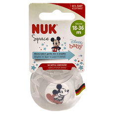 NUK SPACE 超透氣矽膠安撫奶嘴，較大型，18-36m, 18~36個月, 米奇, 1個