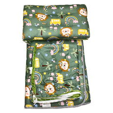 純棉加厚嬰兒床墊3件組, 70x120cm+5cm, 43x28cm+2cm, 100%純棉, 兒童睡墊120 x 70cm + 安撫毯150 x 120cm + 安撫童枕43 x 28cm, 獅子咘咘車