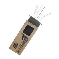 FUJI-GRACE 富士雅麗 SGS認證加厚耐熱環保玻璃吸管4入組，耐高溫，配吸管刷和絨布套, 4入, 1組