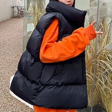 Y789 拉鍊鋪棉羽絨背心, 黑色, 43cm肩寬, 65cm胸圍, 65cm全長, 肩寬43cm + 胸圍65cm + 全長65cm