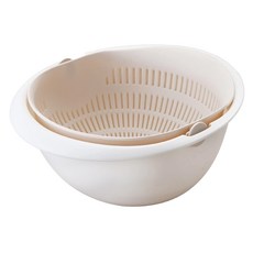 雙層旋轉瀝水籃, 寬23cm 高10.5cm, 灰色米色粉色可選, 23 x 10.5cm, 奶茶杏, 2個