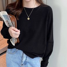 FB8371 圓領羊絨長袖打底衫，黑色，含棉20%+聚酯纖維80%, 肩寬34cm 胸寬42cm 袖長49cm 全長54cm