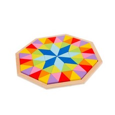 New Classic Toys 幼幼彩色幾何七巧積木, 天然木材與無毒塗料, 1組