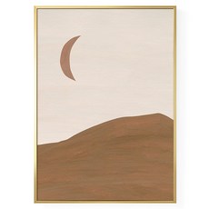 Boluo 菠蘿選畫所 幾何 • 月 金色 30x40cm PS環保樹脂框+油画布+松木内框, 30 x 40cm