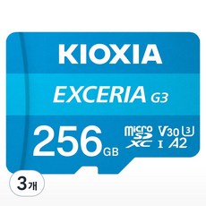 키오시아 EXCERIA 마이크로 메모리 카드 홈캠 블랙박스 CCTV SD LMEX3L256GG4, 256GB, 3개