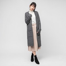 CARET 女款柔軟厚款長版針織衫, Free Size, 木炭色