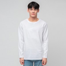 CARET 長袖高級圓領T恤, XXL, 白色