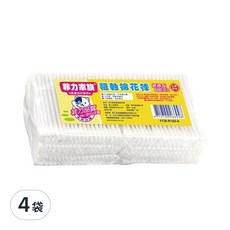菲力家族 粗軸棉花棒 600支入, 自然棉 柔軟有彈性 親膚, 無螢光劑, SGS品質檢測, 600支, 4包