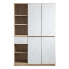 TZUMii 4門1抽櫃, 田園橡木色暖白色櫃門暖白色抽面, 書櫃, SG003302N886, 60.8/29.8/150